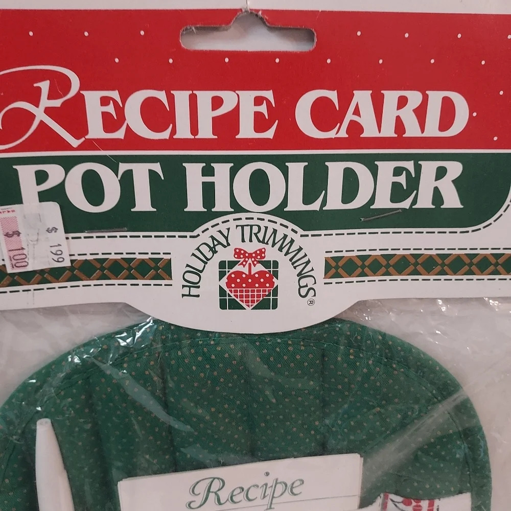 Vintage Christmas Tree Fabric Pot Holder, Recipe Card and Pen Holder - Picture 2 of 5